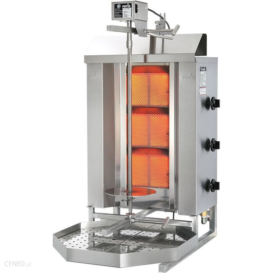 Vertical Gas Kebab Grill, 3 Burners, 40 kg, 8.4 kW