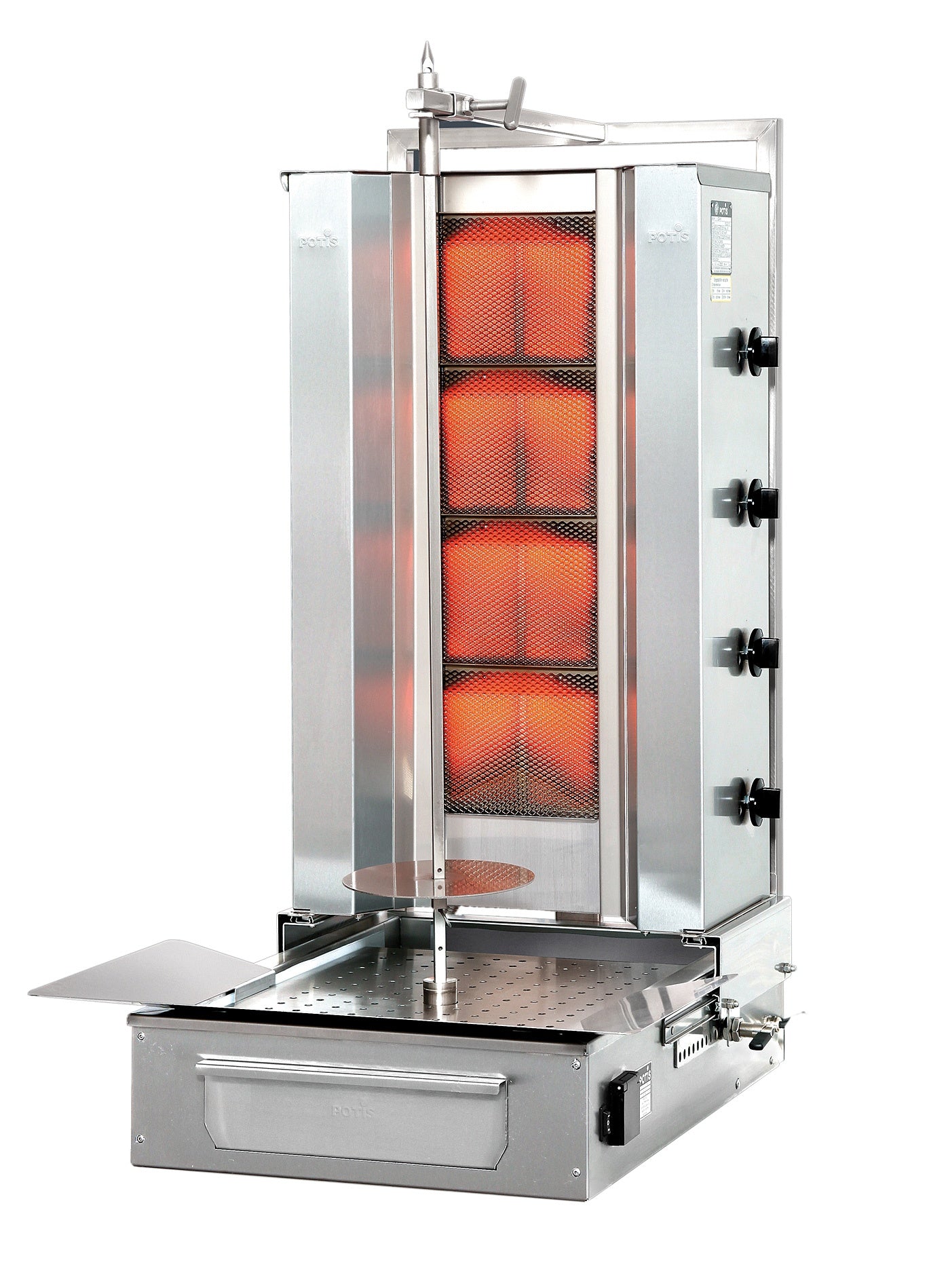 Vertical Gas Kebab Grill, 4-Burner, 70 kg, 14 kW