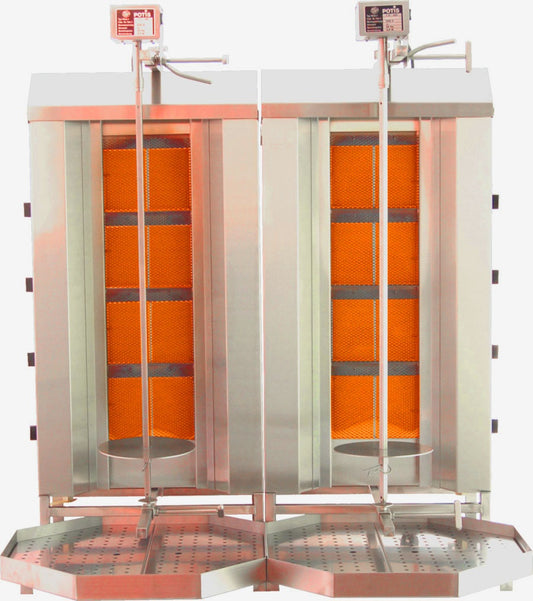 Double Kebab Gas Grill, Twin Spit, 140 kg, 14 kW