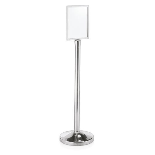 Was Sign Holder Classic A4 for Cylinder Post, Polished Steel