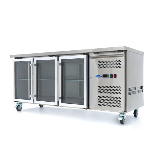 Maxima Counter Fridge, 180 cm, 3 Glass Doors, product photo