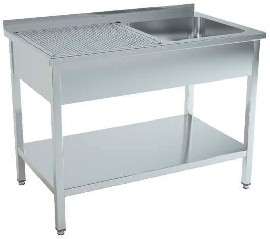 Washing station with one sink and perforated surface