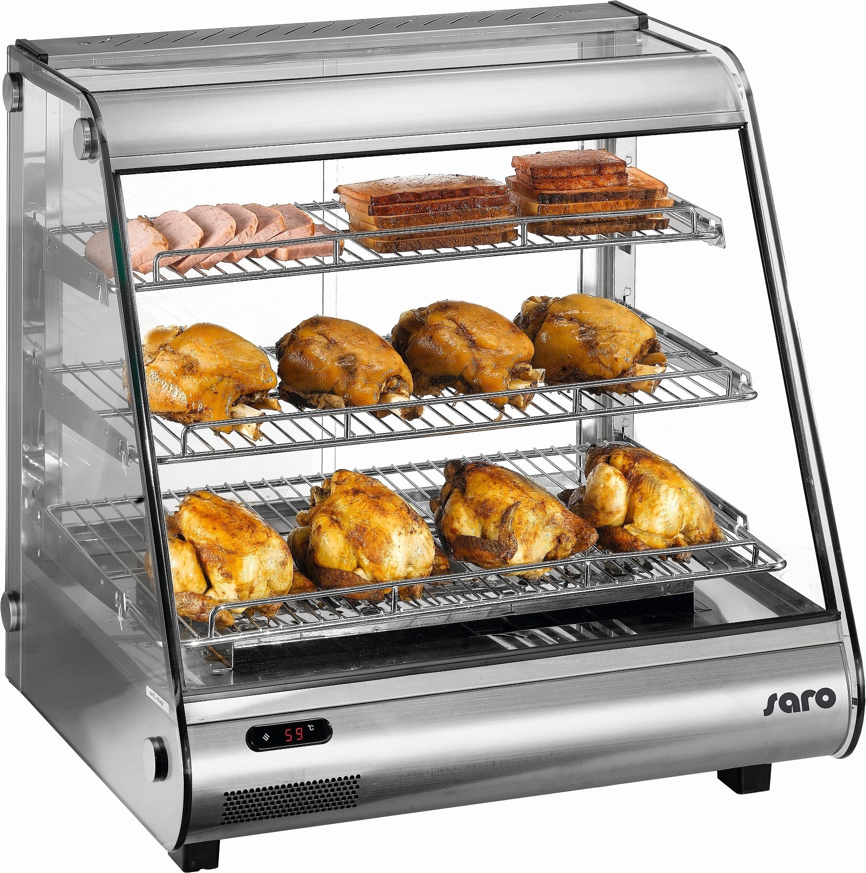 Heated Showcase, 160 L, +30/+90°C, Curved Glass