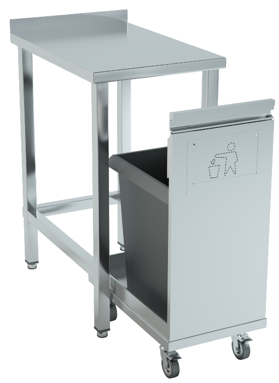 Trolley, bin and working  surface