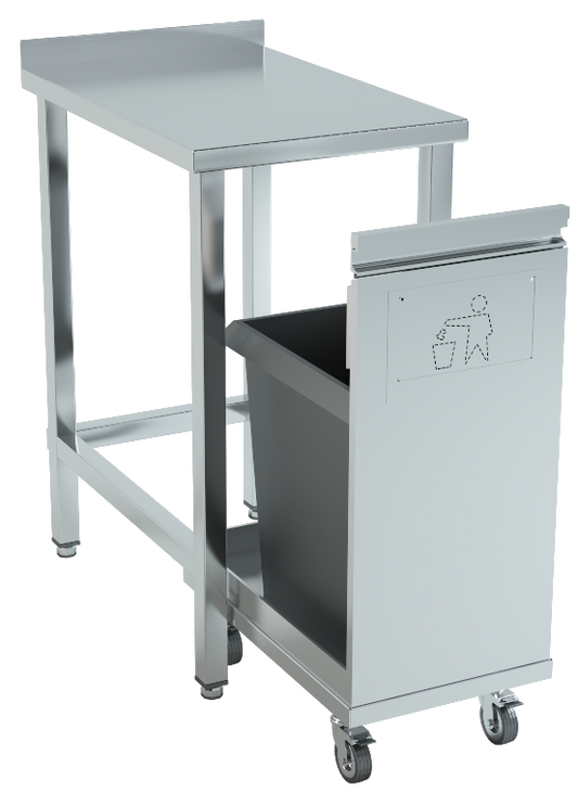 Trolley, bin and working  surface