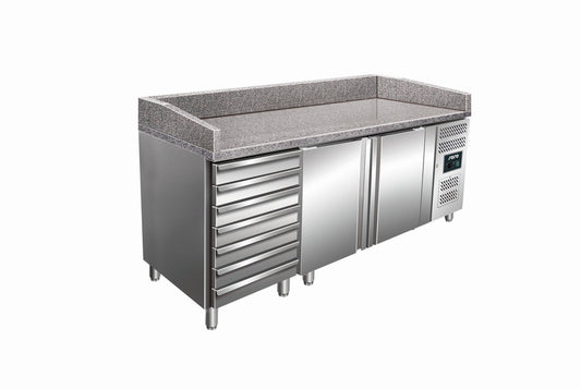 Pizza Prep Counter, 266 L, +2/+8°C, Granite Top