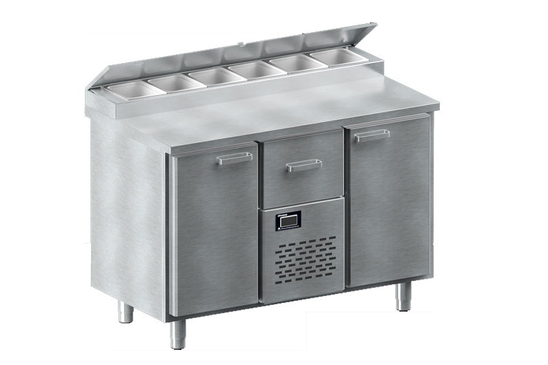 Pizza Prep Saladette, 1 Door, 2+6°C, 1260mm