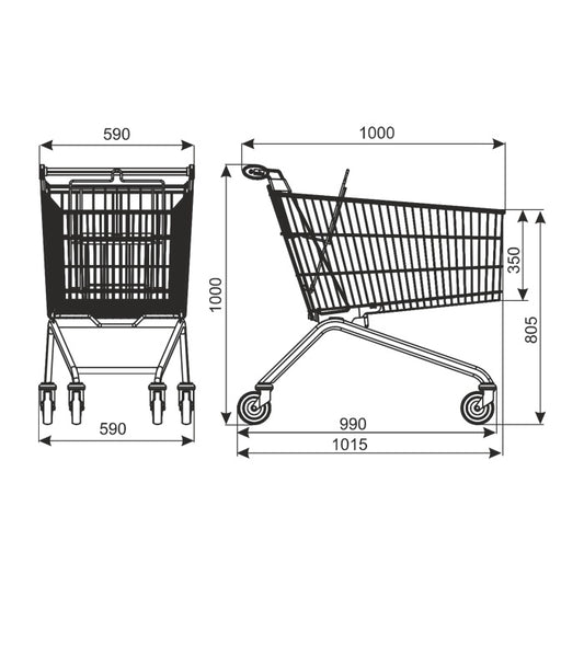 Shopping Trolley, 151 L, 151 kg