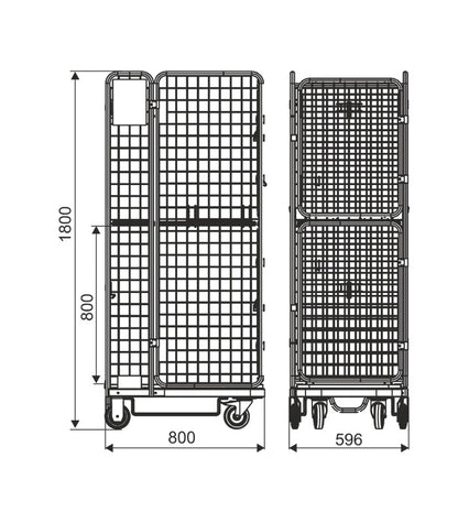 Folding Roll Container, 400 kg, 600×800×1800 mm