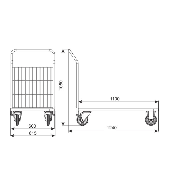 Platform Pallet Trolley, 1100x600 mm, 400 kg