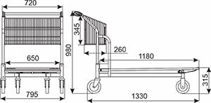Vario Transport Trolley, 400 kg, Ø160 mm Wheels