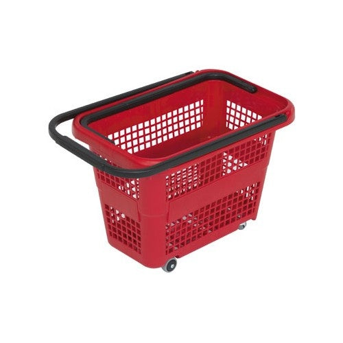 Rolling Shopping Basket, 32 L, 4 Wheels