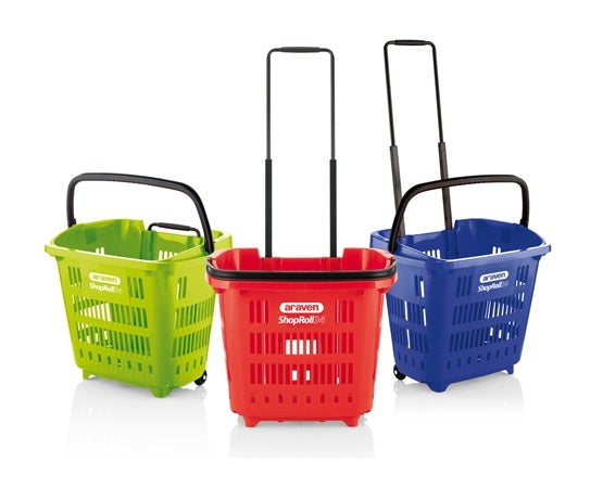Rolling Shopping Basket, 34 L, Stackable