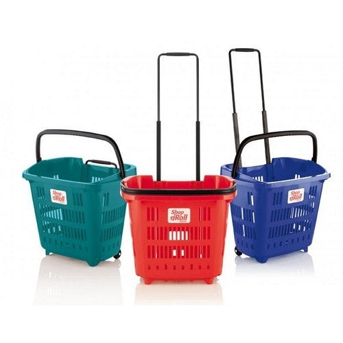 Wheeled Shopping Basket, 34 L, Retractable Handle