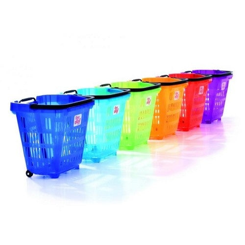 Wheeled Shopping Basket, Translucent, 34 L