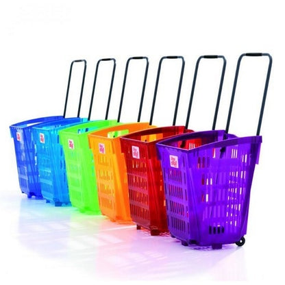 Rolling Shop Basket, Translucent, 52 L, 37 kg