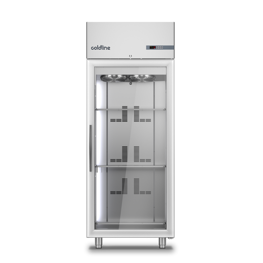 Upright Glass-Door Refrigerator, 650 L, 0/+10°C