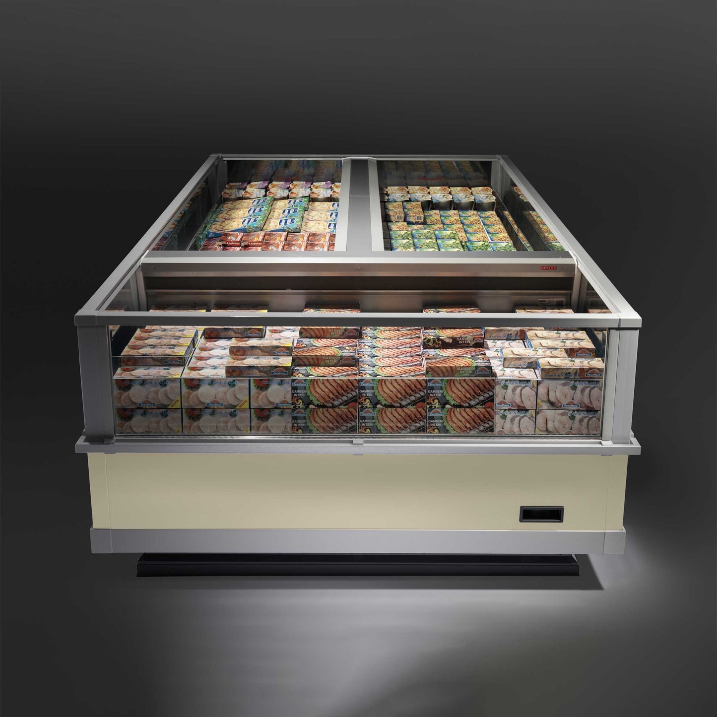 Open Refrigerated Island, Dual-Basin, Panoramic Glass