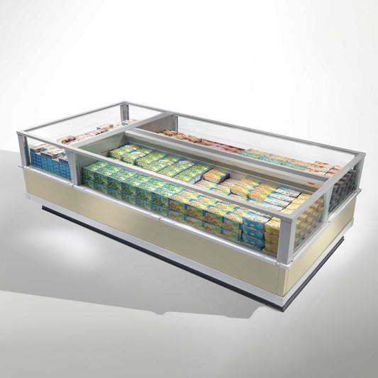 Open Refrigerated Island, Dual-Basin, Panoramic Glass