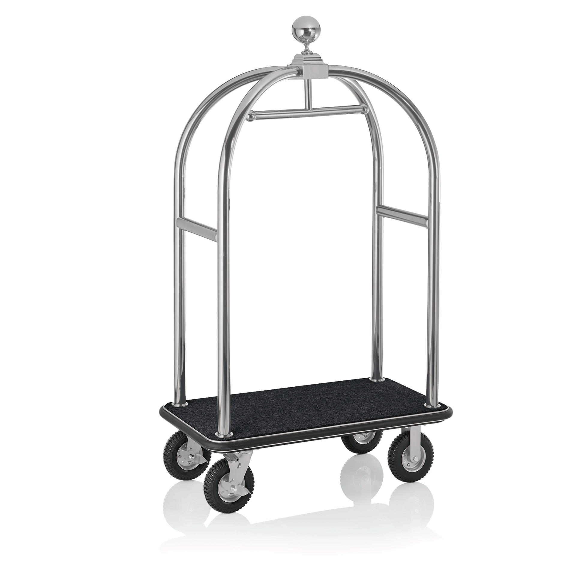 Was Luggage Trolley Drift, Brushed Stainless Steel, Black Carpet