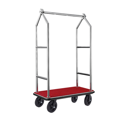 Was Luggage Trolley Voyager, Brushed Stainless Steel, Red Carpet