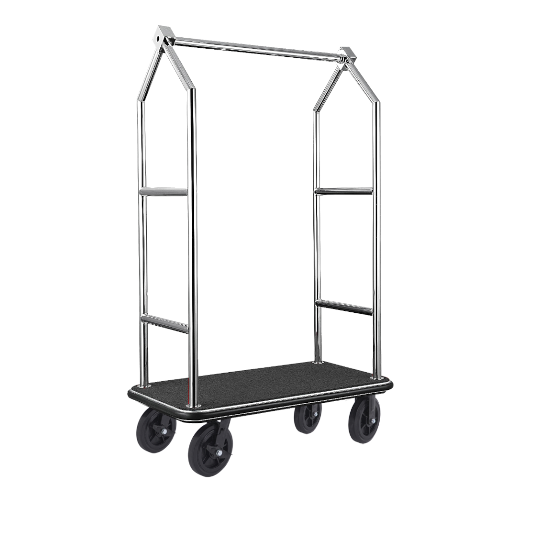 Was Luggage Trolley Voyager, Brushed Stainless Steel, Black Carpet