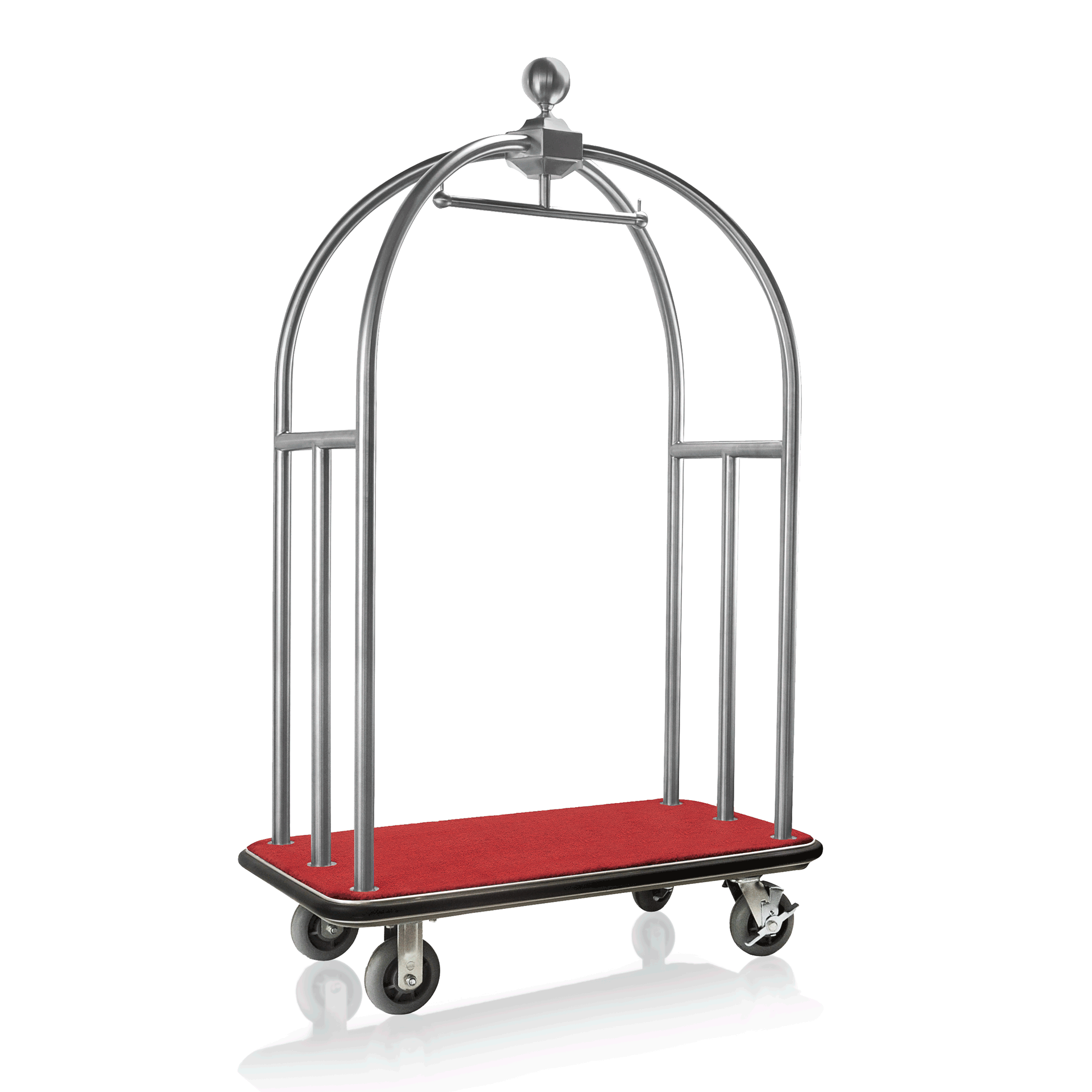 Was Luggage Trolley Unity, Brushed Stainless Steel, Red Carpet