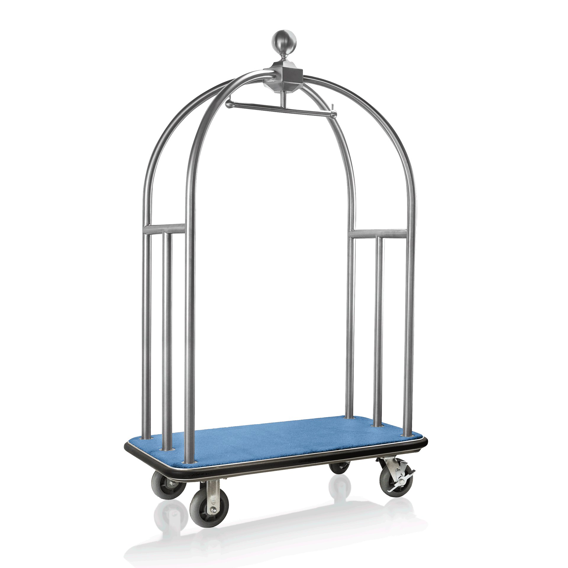 Was Luggage Trolley Unity, Brushed Stainless Steel, Blue Carpet