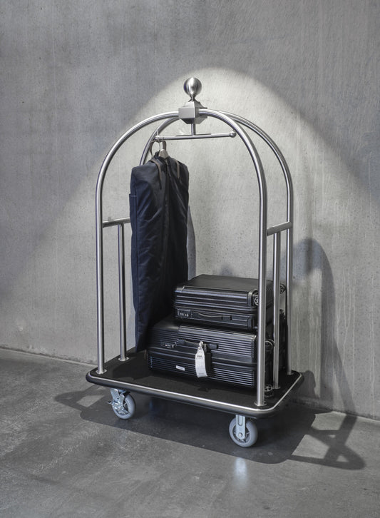 Was Luggage Trolley Unity, Brushed Stainless Steel, Black Carpet