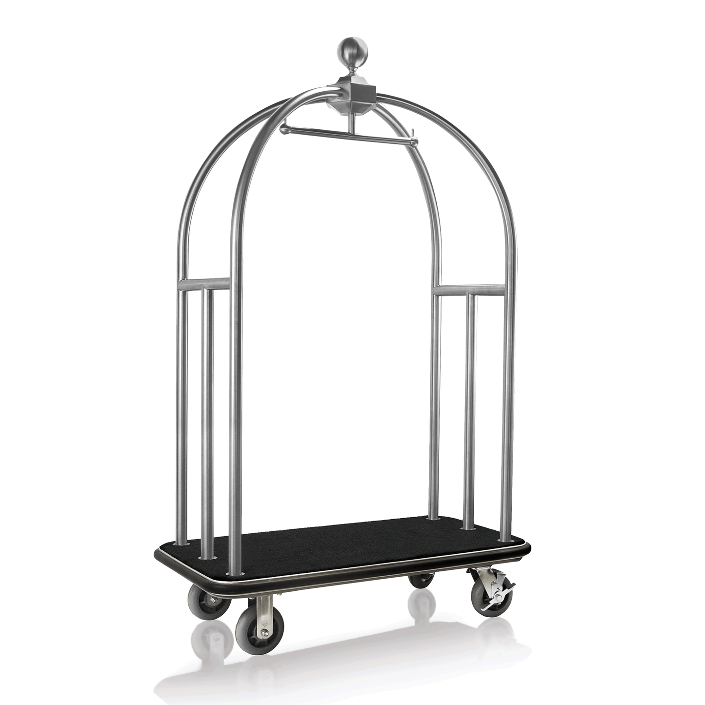 Was Luggage Trolley Unity, Brushed Stainless Steel, Black Carpet