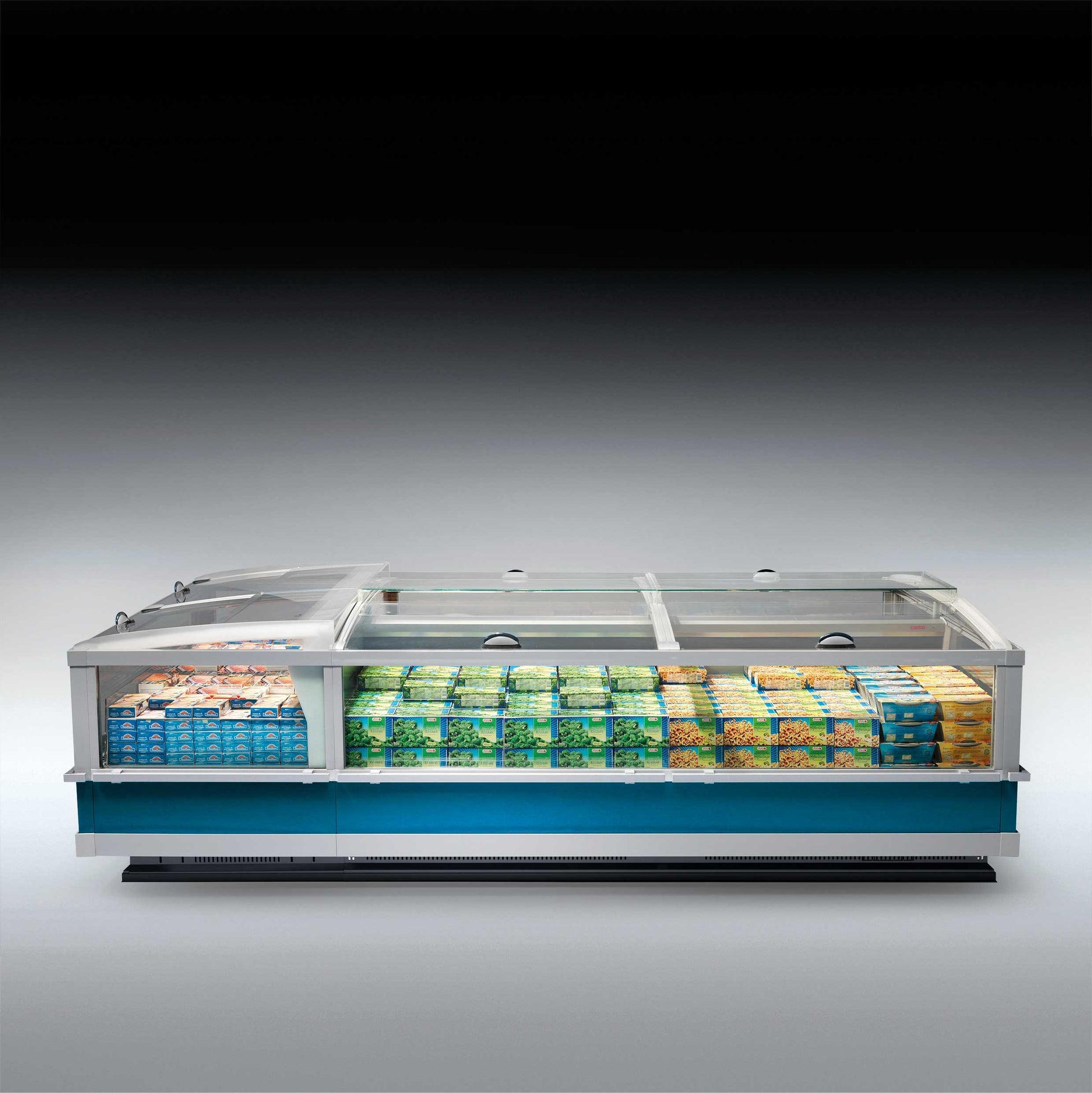 Remote Closed Island Display Cabinet, Dual Basin