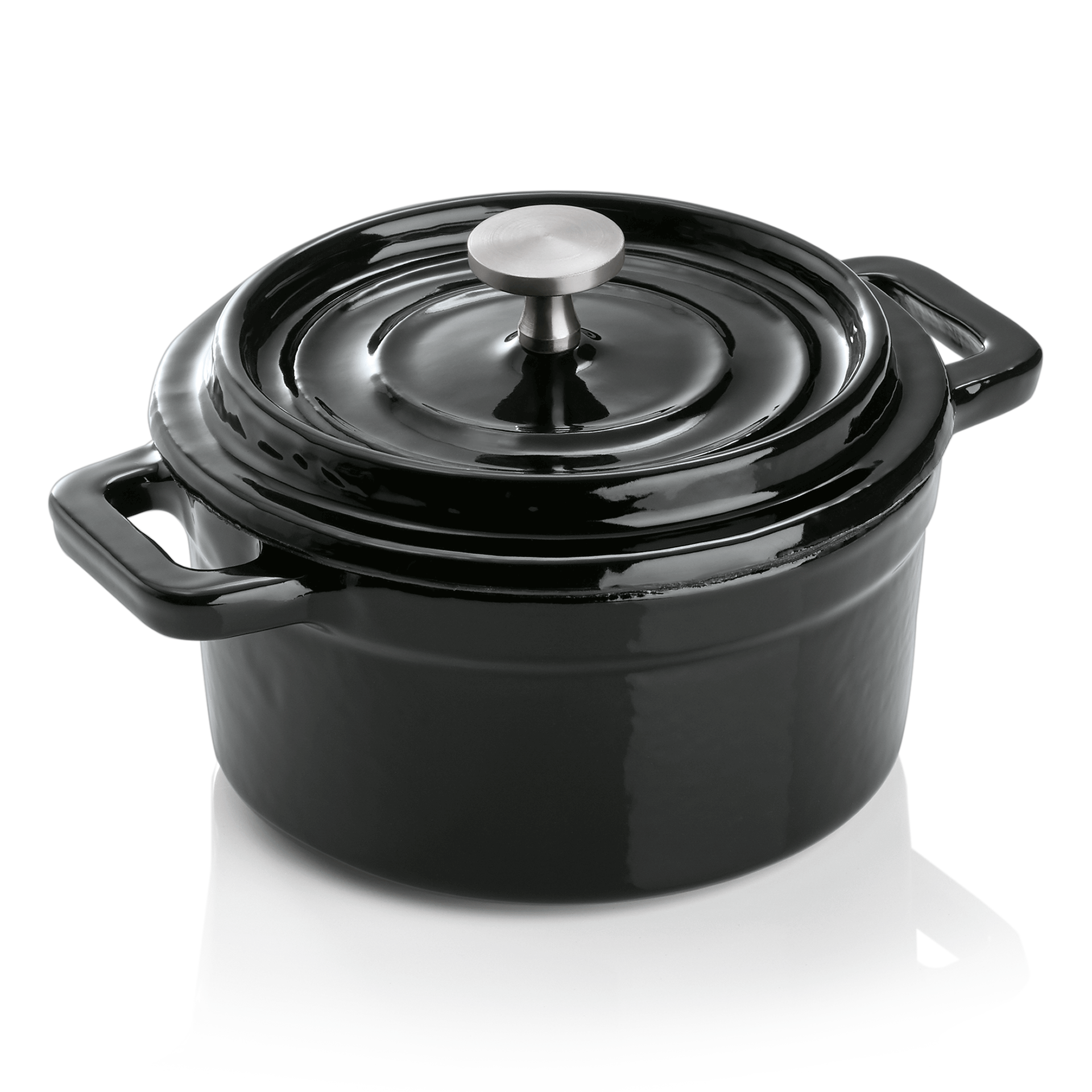 Was Enameled Cast Iron Cocotte, Black, Ø100 mm