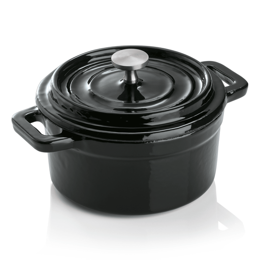 Was Enameled Cast Iron Cocotte, Black, Ø100 mm