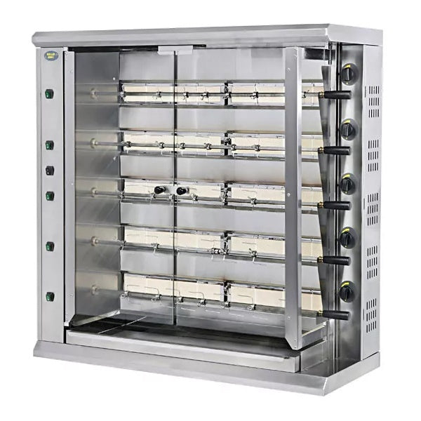 Gas Rotisserie Grill, 30 Birds, 5 Spits, 38 kW