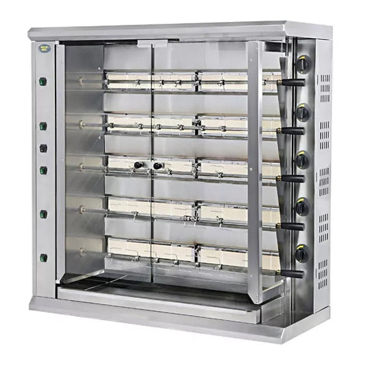 Gas Rotisserie Grill, 30 Birds, 5 Spits, 38 kW