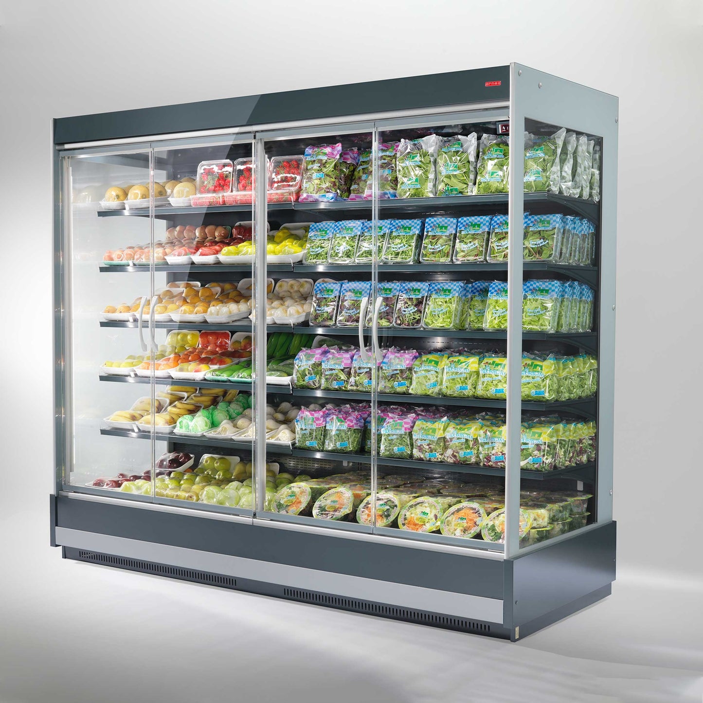 Glass-Door Multi-Deck Refrigerator, -1/+4°C, Remote