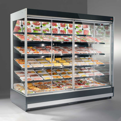 Glass-Door Multi-Deck Refrigerator, -1/+4°C, Remote