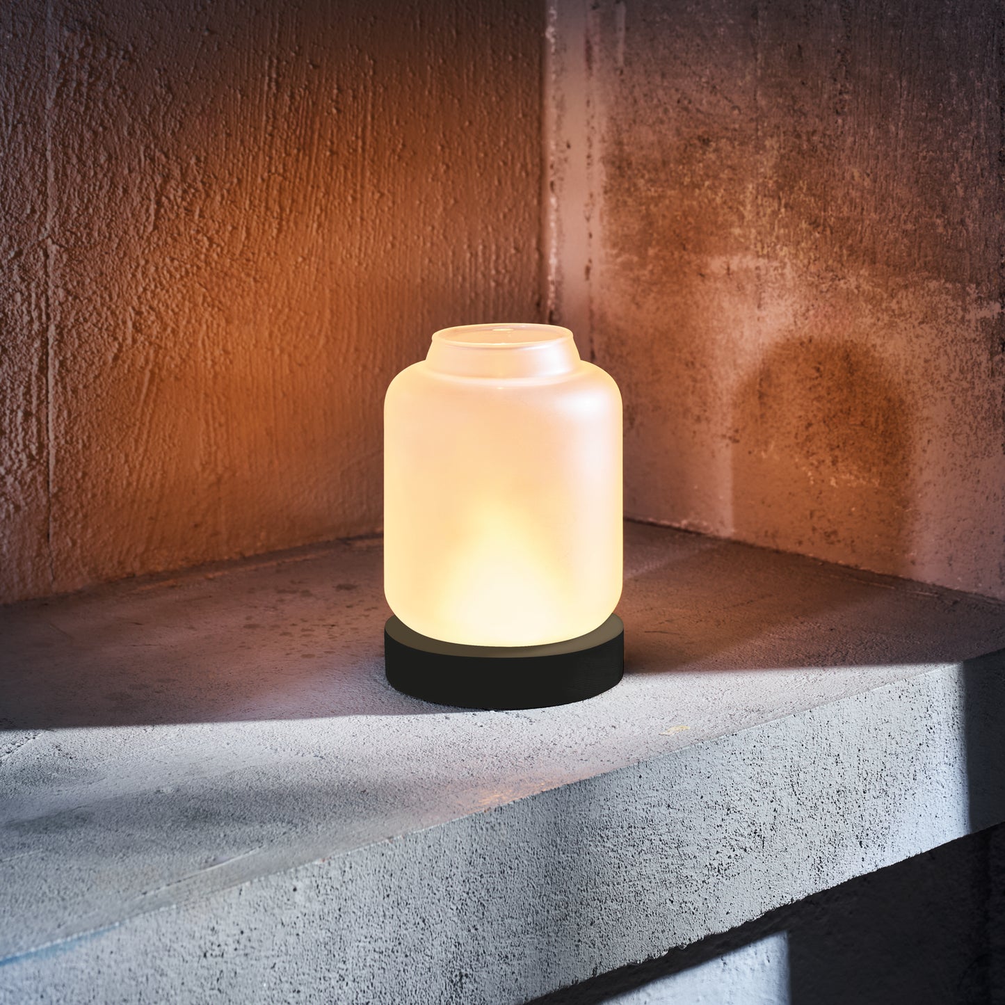 Yuyu Glass Candle Holder Frosted White, Ø90 mm