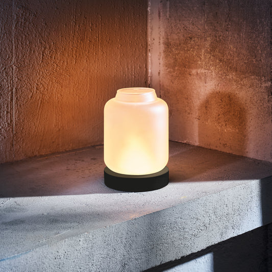 Yuyu Glass Candle Holder Frosted White, Ø90 mm