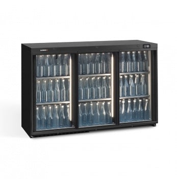 Maxiglass Backbar Bottle Cooler, 377 L, 3 Sliding Doors