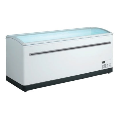 Curved Glass Chest Freezer Island, Plug-In, Eco