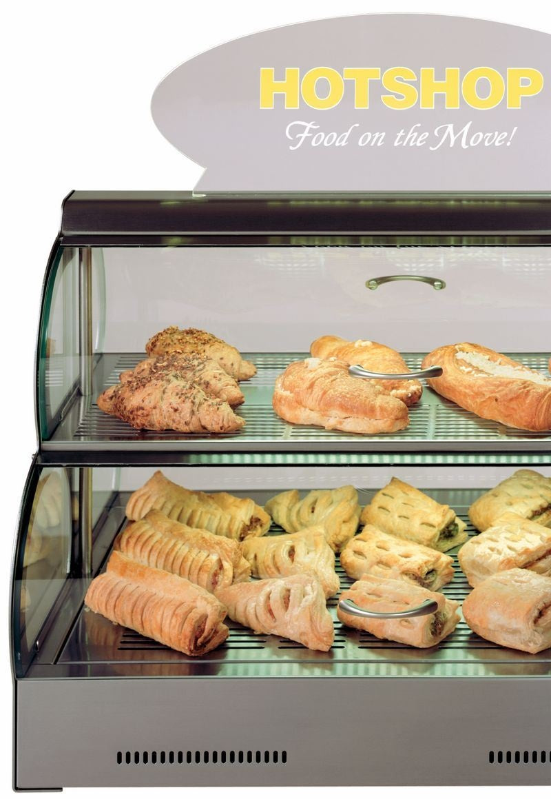 Countertop Warmer Display Case, 2-Shelf, 30–90°C