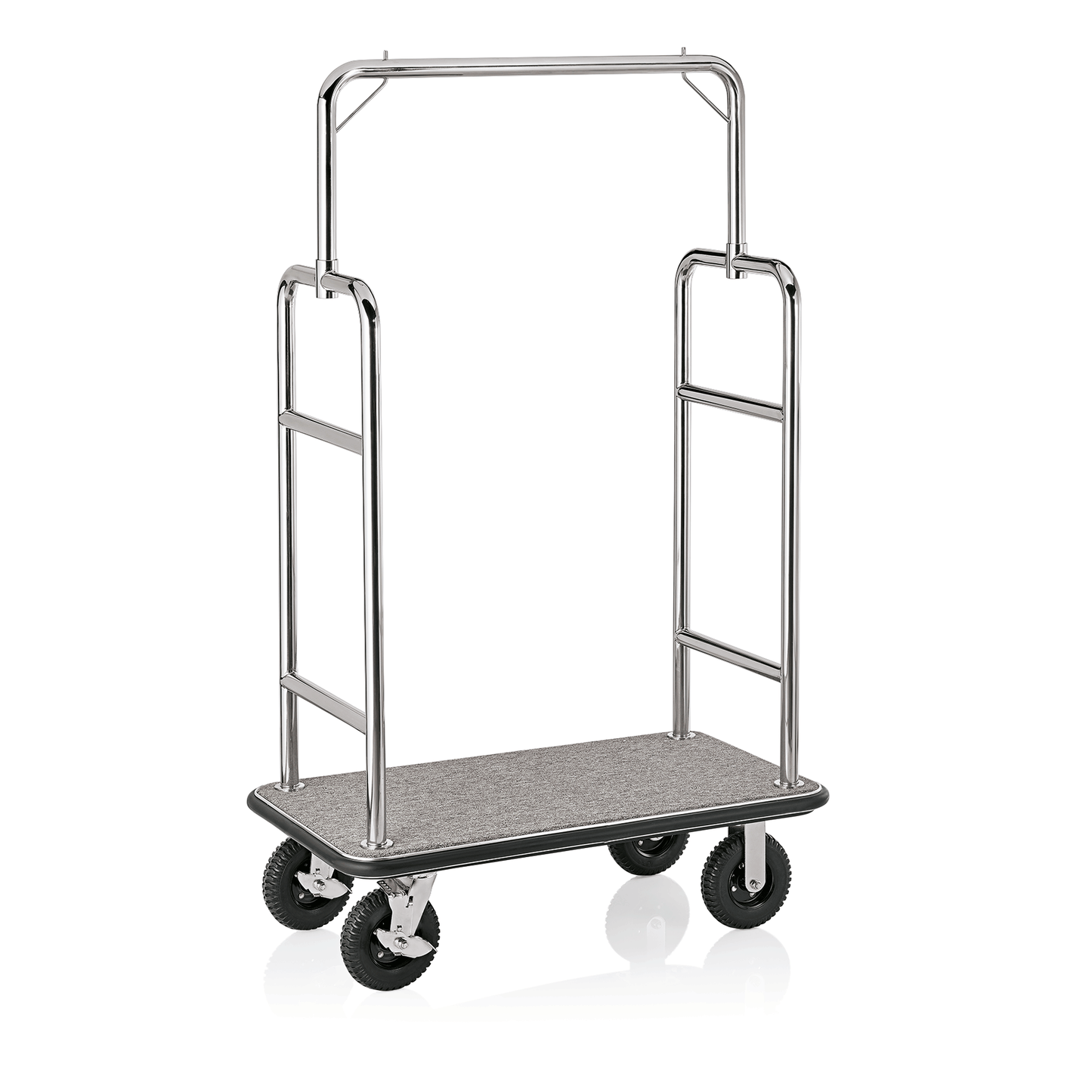 Was Luggage Trolley Transit, Polished Steel, Grey Carpet