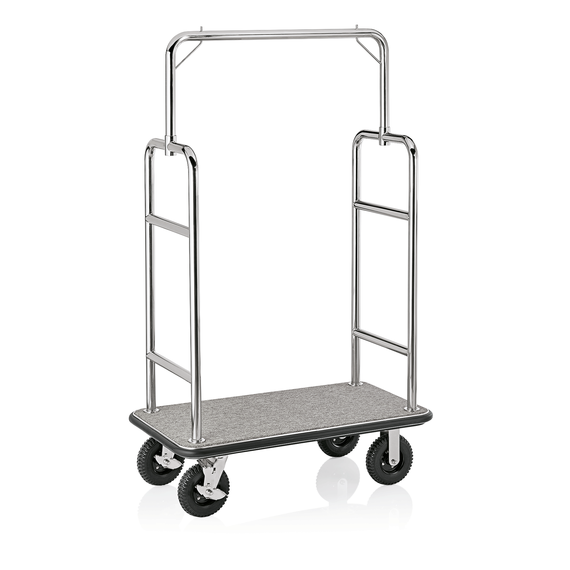 Was Luggage Trolley Transit, Polished Steel, Grey Carpet