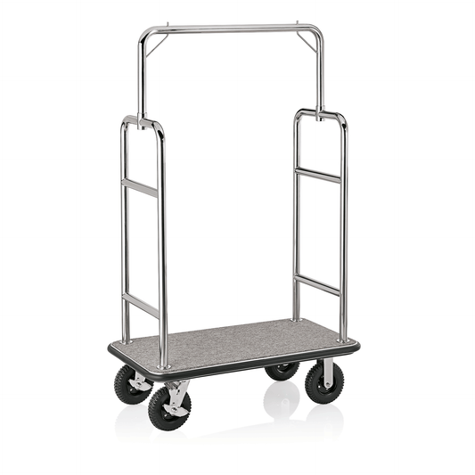 Was Luggage Trolley Transit, Polished Steel, Grey Carpet