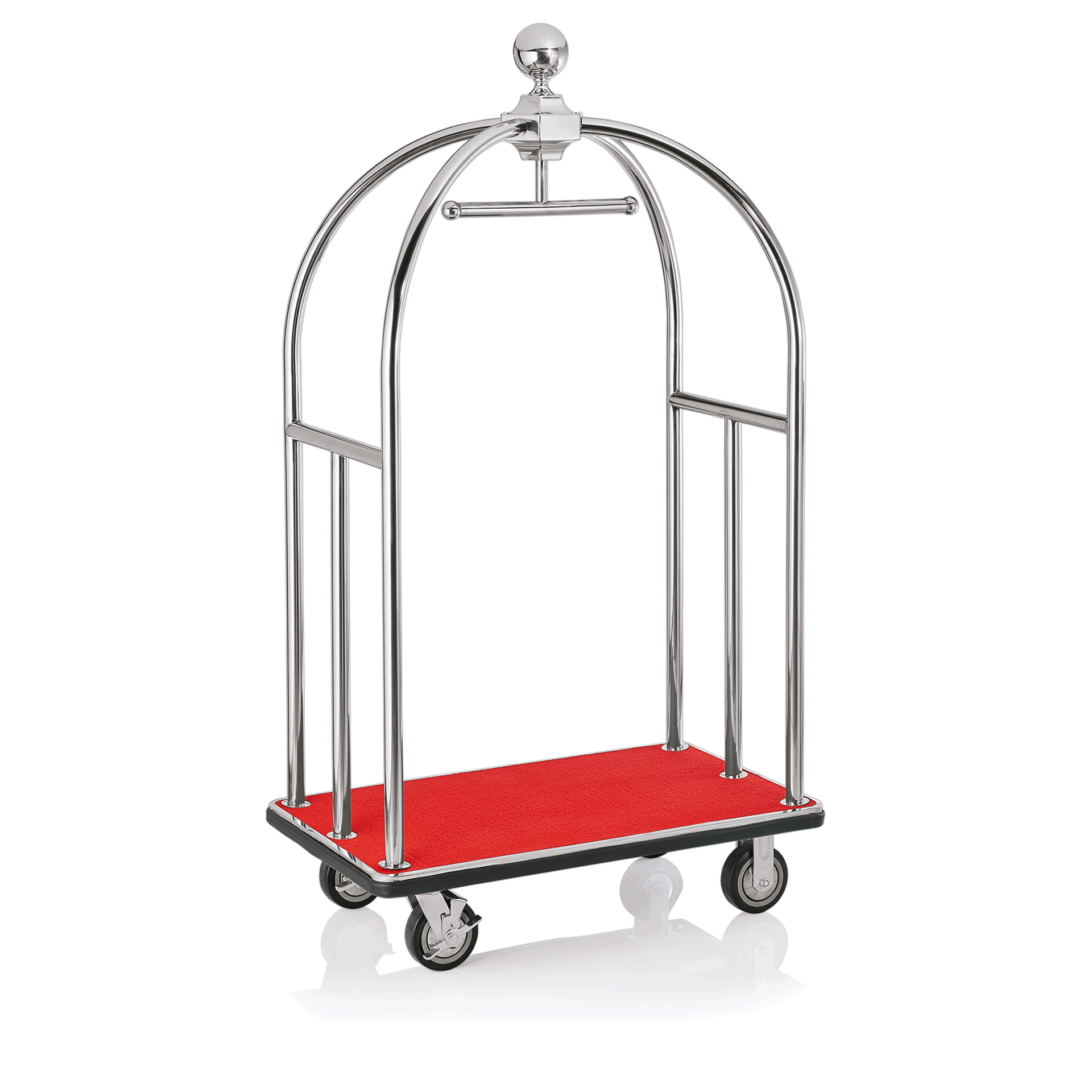 Was Luggage Trolley Unity, Polished Stainless Steel, Red Carpet