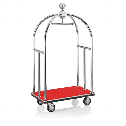 Was Luggage Trolley Unity, Polished Stainless Steel, Red Carpet