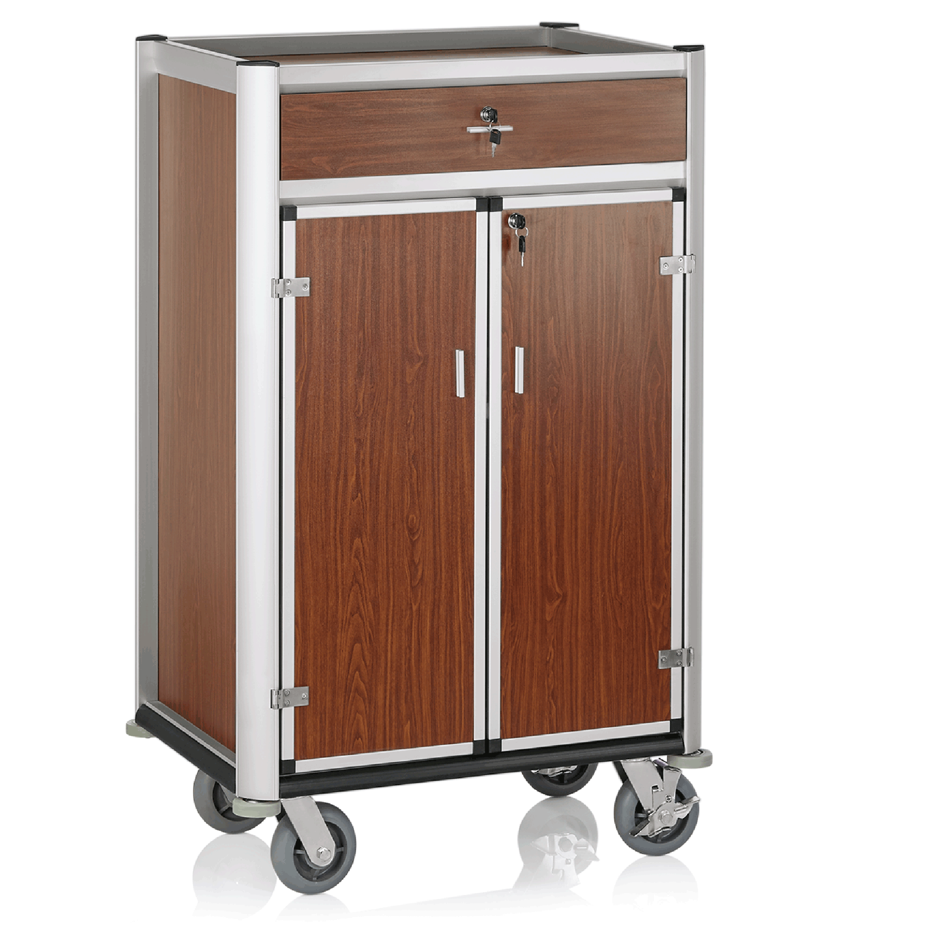 Was Minibar Service Trolley, Dark Wood Look, Light Edges