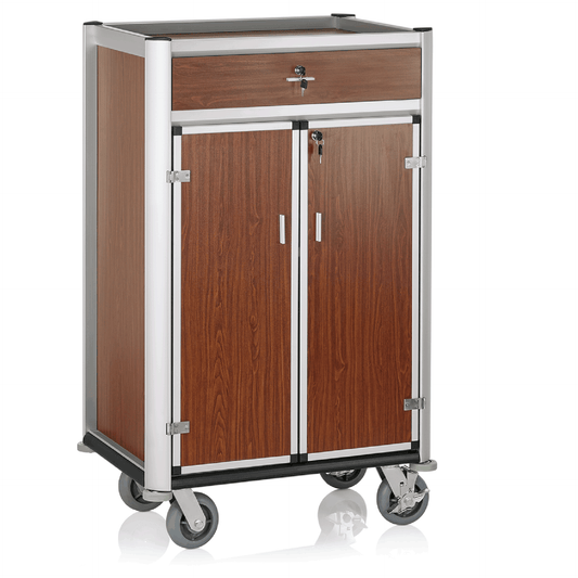 Was Minibar Service Trolley, Dark Wood Look, Light Edges
