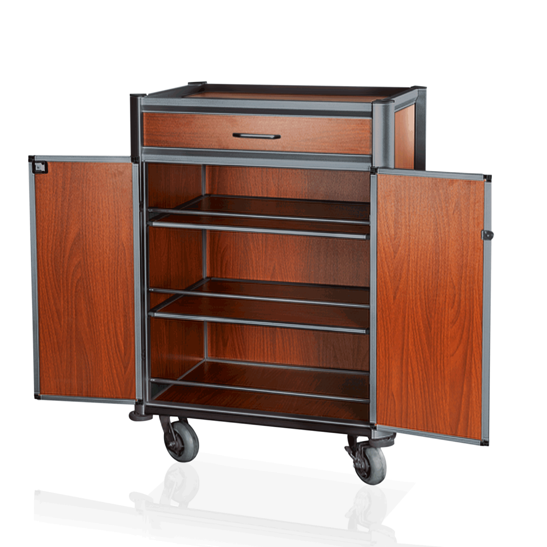 Was Minibar Service Trolley, Dark Wood Look, Black Edges